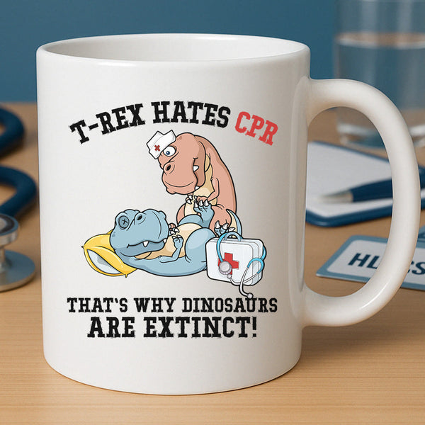 T-Rex Hates CPR Mug